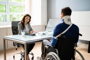 attorney meeting with an injured man