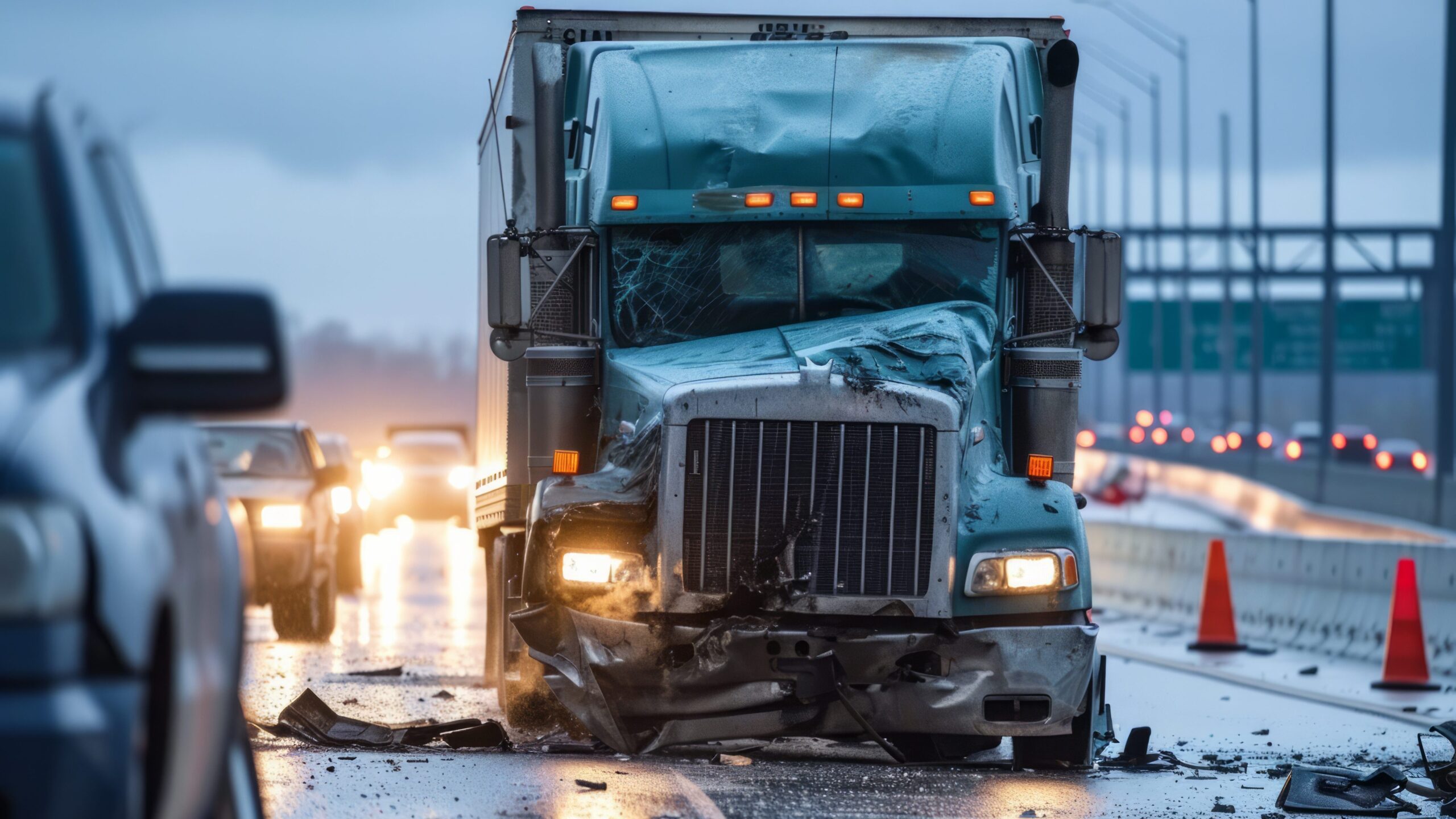 A truck accident on the highway